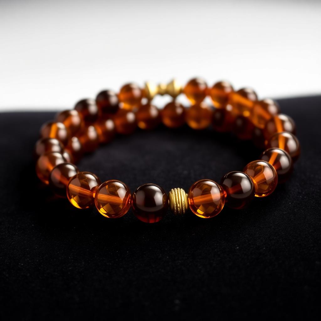Rahu — Life Path 4 numerology bracelet — Hessonite Garnet & Smoky Quartz
